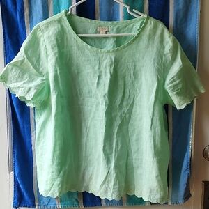 Women's J.Crew short sleeved eyelet trim shirt